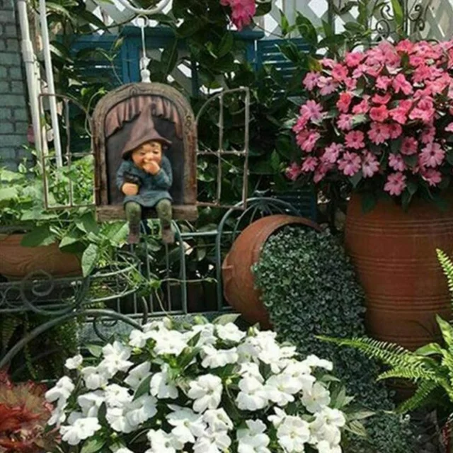 Estatua de jardín creativa elfo Go Out Tree Hug, adecuado para el hogar, patio, porche, decoración de jardín, decoración al aire libre - Imagen 3