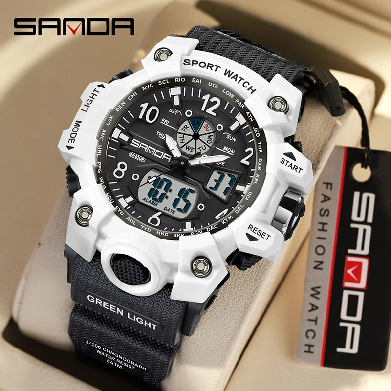 Men's Creative SANDA 3306 Personality Wristwatch 2023 New Youth Sports Trend Korean Electric watch