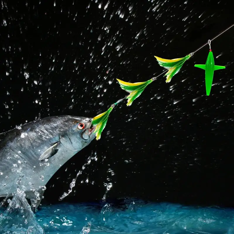 Leurre De Pêche Daisy Chain Feather Rig – Pour Pêche à La Traîne, Marlin, Thon, Dauphin – Longueur 150 Mm, Hameçon 71 Mm, Effet Lumineux
