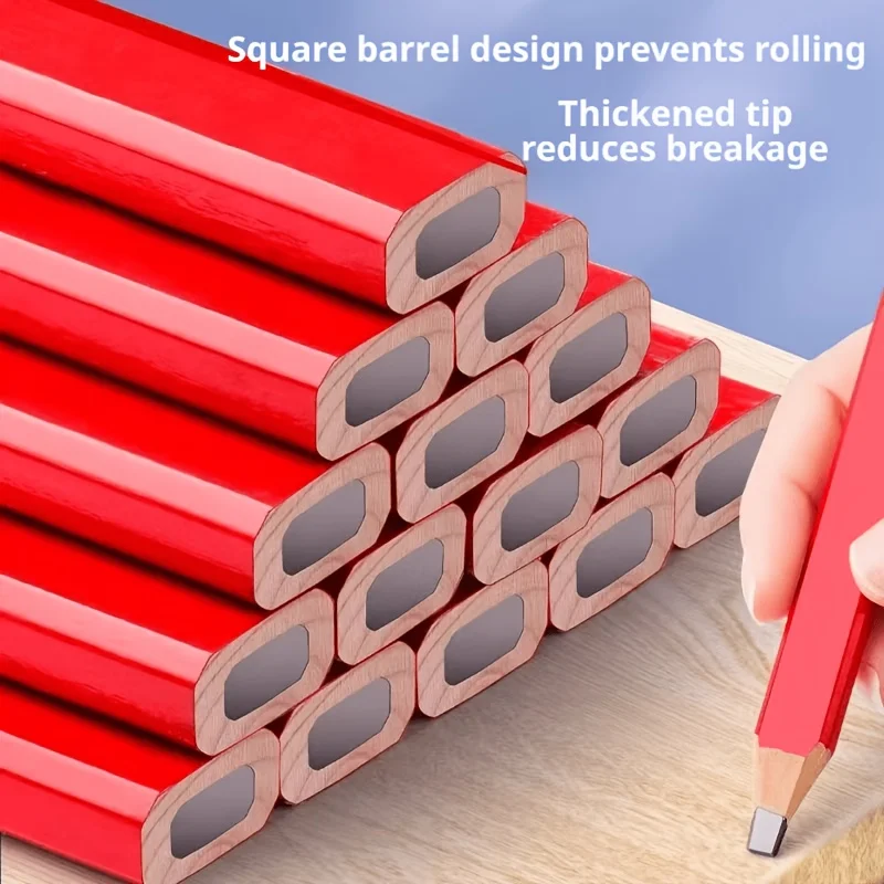15pcs Durable Carpentry PencilsThick Black Leads, D..