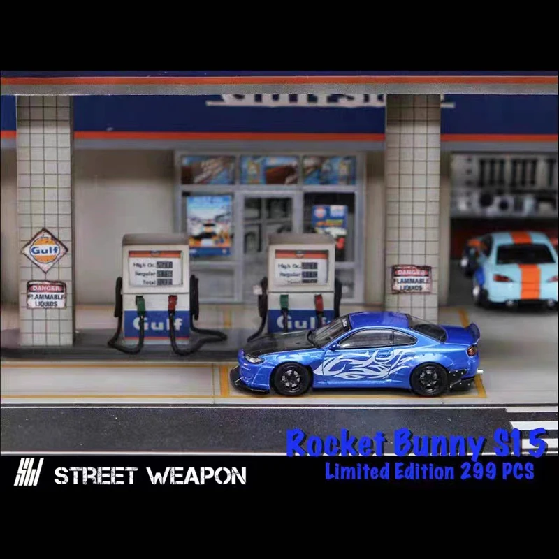 

Street Weapon 1:64 Model Car Silvia S15 Pandem Rocket Bunny Alloy -Blue Carbon