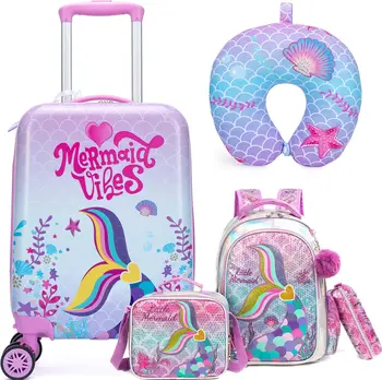 Pink Mermaid Kids Luggage Set 1