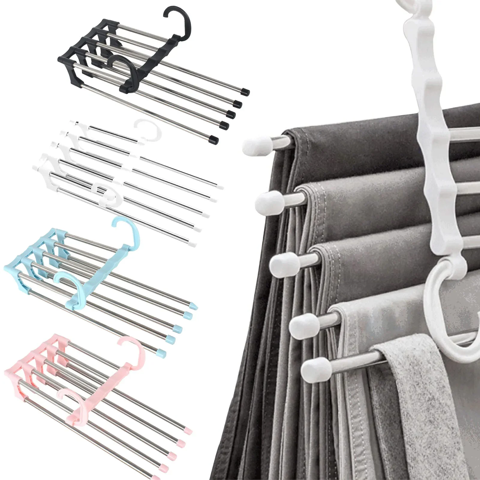 

Folding Hanger Multifunctional Pants Storage for Pant Rack Hanger Clothes Organizer Hangers Save Wardrobe Space Bedroom Closets