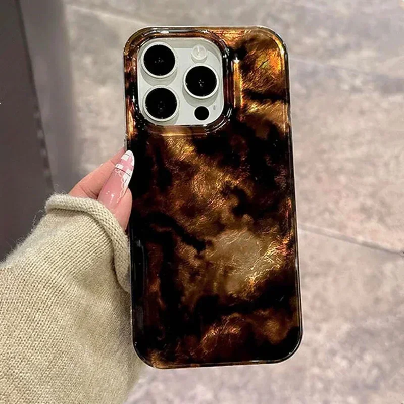 Vortex Pattern Amber Black Brown Blend Silicone Phone Case For iPhone 17 16 11 12 13 14 15 Pro Max XR Plus SE2 16E 17 Air Cover — view 4