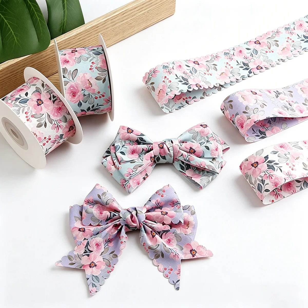 1야드 양면 인쇄 웨빙, DIY 수제 리본 헤어 액세서리 재료, 4cm 리본, 꽃무늬 선물 포장 리본
