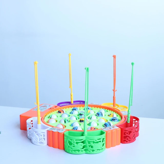 Colorful Fishing Toy Set With Electronic Turntable And 24 Fish