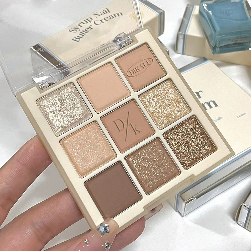 Eye Shadow Palette 9-Color Glitter Pearly Nude Long Lasting Korean