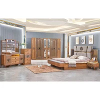 Meubles de chambre à coucher modernes, ensemble de chambre King, lit en bois Royal turc, couleur bois 6