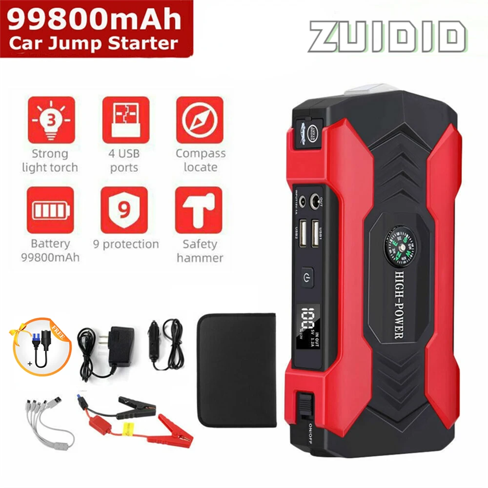 

99800mAh Car Jump Starter Portable Power Bank Car Booster Auto Starting Device Car Emergency Starter Battery New 12V Car Start
