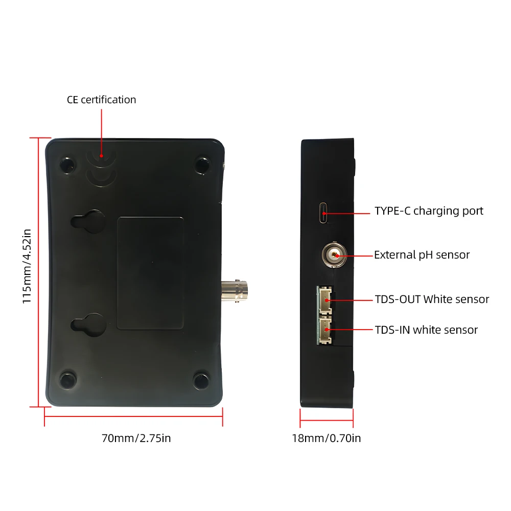 5 in1 PH Meter Water One Click Calibration Digital Water Quality Tester EC/TDS/PH/Temperature/Humidity Meter Drinking
