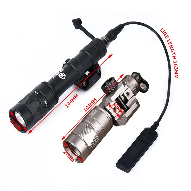 WADSN M600 M300 M600W M300W  Tactical Strobe Flashlight Scout Light LED Hunting Rifle Weapon Accessories Fit 20mm Picatinny Rail 2