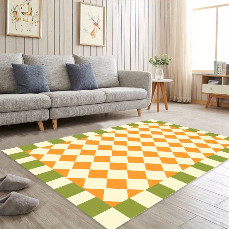 Checkered Area Rug Living Room Non-slip Entrance Door Mat Sofa Table Large Area Carpets Bedroom Bedside Floor Mat Home Decor Rug 3