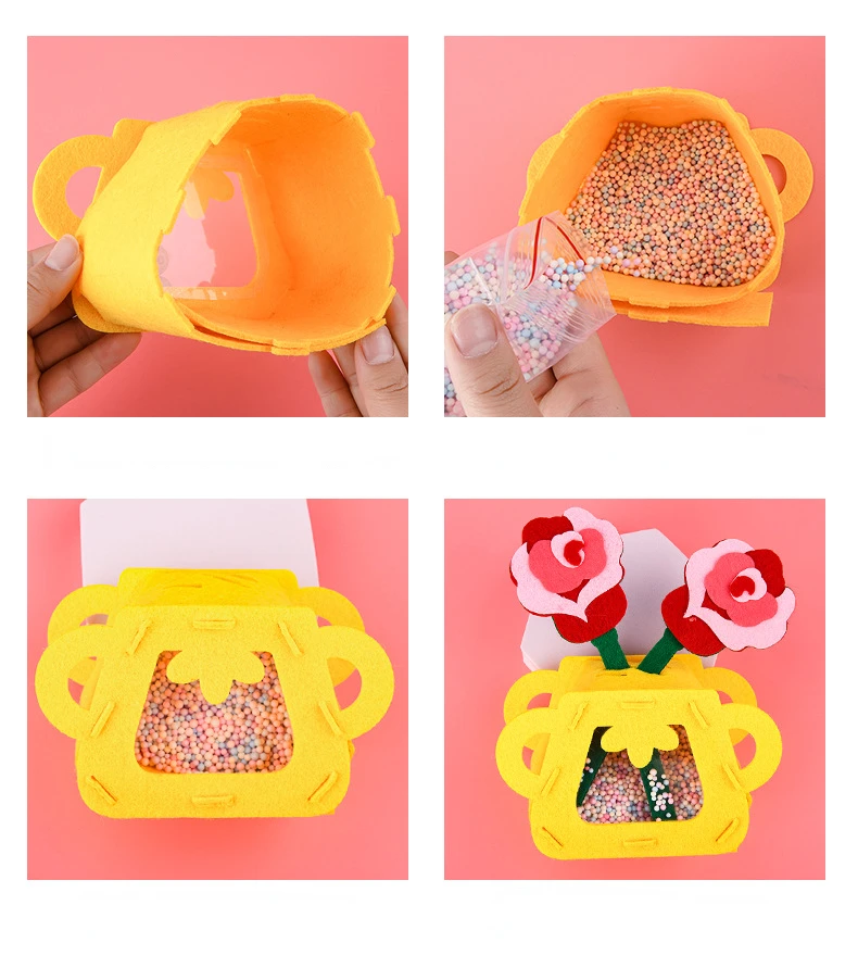 DIY Flower Toys Montessori Arts Crafts Non-weaving Handicrafts Flowerpot Toys for Mother's Day Gifts Kids Birthday Party Favor