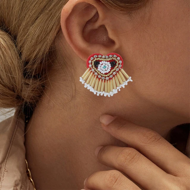 カラフルタッセルとフラミンゴ ピアス イヤリング ハンドメイド 頑丈 