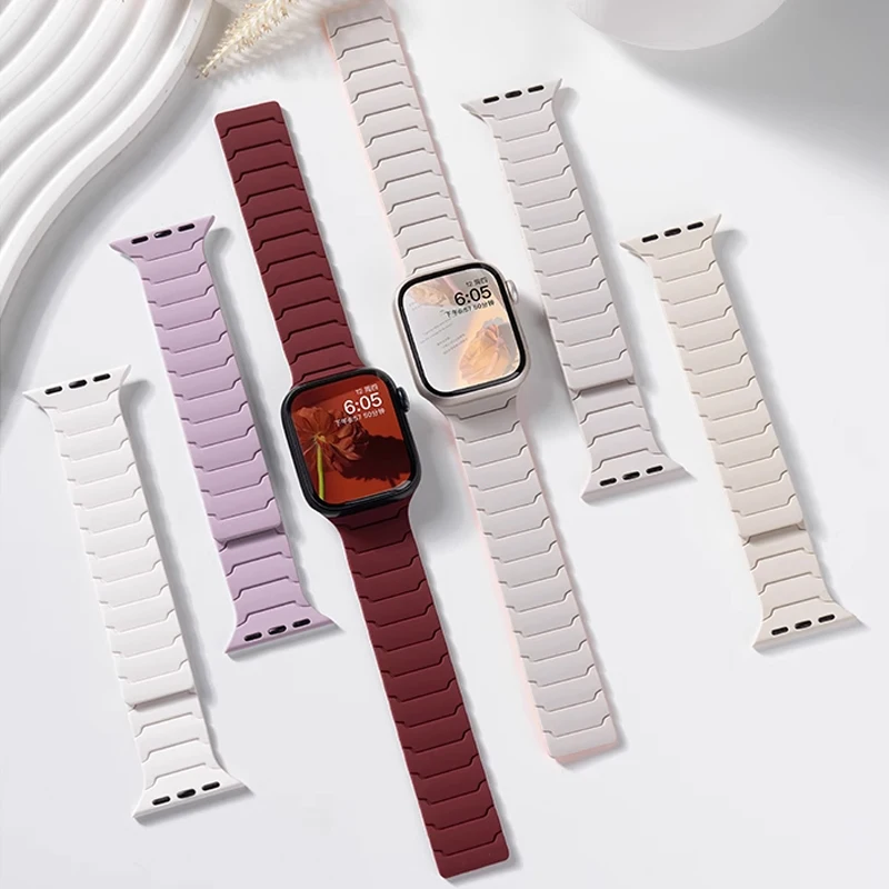 Magnetic Silicone Strap for Apple Watch Band Ultra 2 Bracelet Iwatch Series...