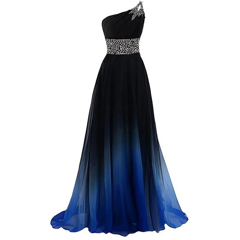 Bridesmaid dresses Elegant One Shoulder Bridesmaid Dresses Crystal Sequined Sleeveless Prom Gown For Wedding Party 4 colors Robe De Soriee