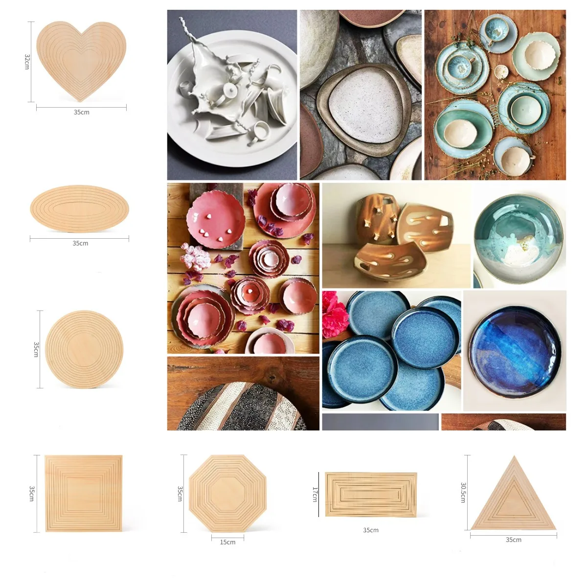 CeramicFormingMoldPotteryToolWoodenGeometricFigureRailSetDensityBlankMudPlateDiy