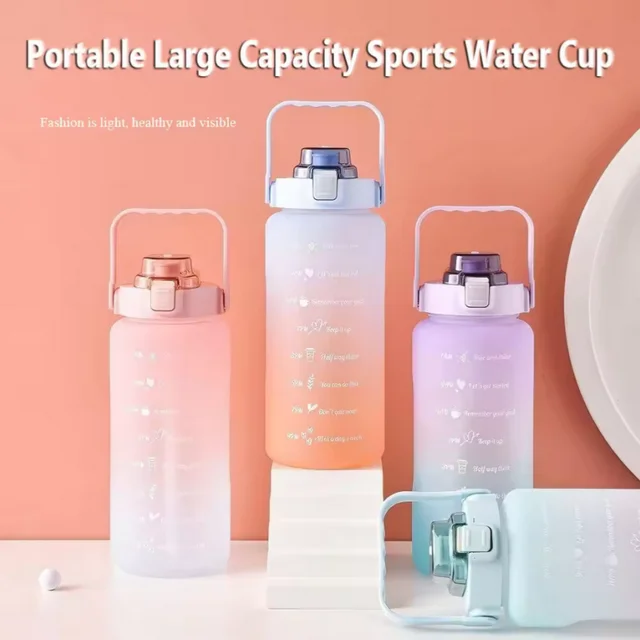 300ml/750ml/2L Water Bottle Motivational Sport Water Bottle Leakproof Bottles Drinking Outdoor Travel Gym Fitness Jugs 4