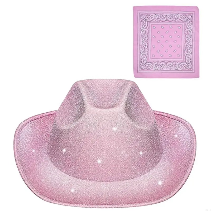 Gleaming Bride Hat Headscarf Cowboy Hats Hairscarf Panama Hat for Party 964A