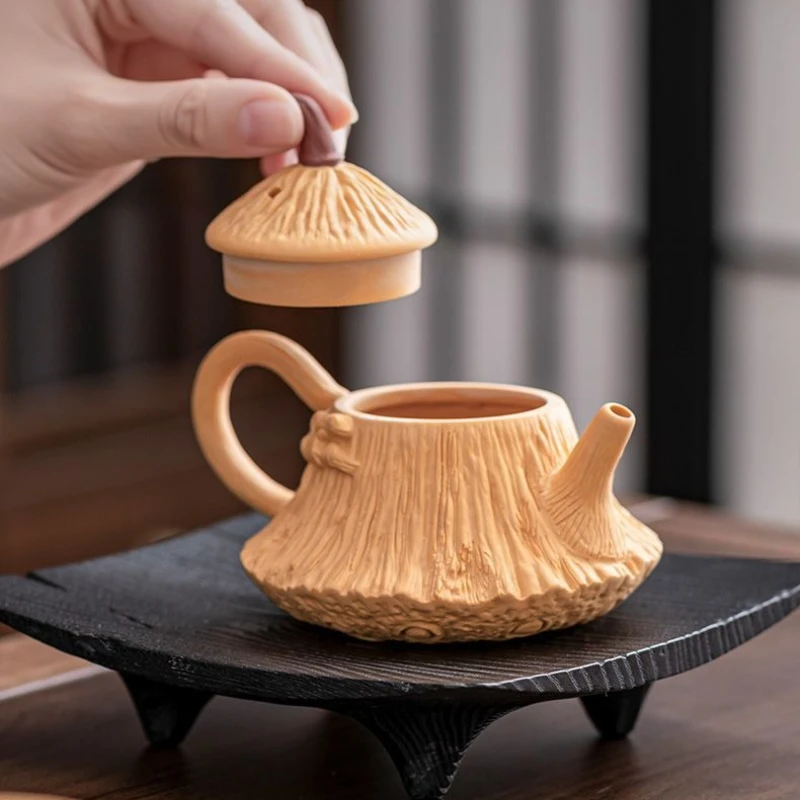 Purple sand golden section mud lotus pod brewing teapot semi-manual 2025 new teapot making tea home office purple sand teapot