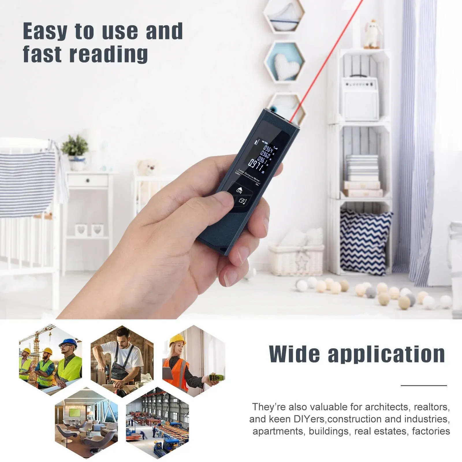 Mini Laser Rangefinder Digital Tape Measure Laser Ruler USB Charge Aluminum Alloy Fuselage 40M Measuring Distance