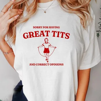 Ci siamo per aver grandi tette magliette in cotone Casual maglietta a maniche corte citazione divertente T-shirt Feminism abbigliamento donna Streetwear