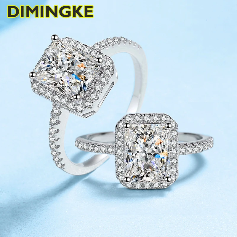 

DIMINGKE D Crushed Ice Cut Moissanite Ring With Certificate Solid S925 Silver Fine Jewelry Woman Wedding Party Birthday Gift