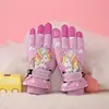 Children's Skiing Warm Gloves Cartoon Boys Girls Kids Cycling Skating Non-slip Thick Velvet Large Children Gloves 7-10 Years Old 2