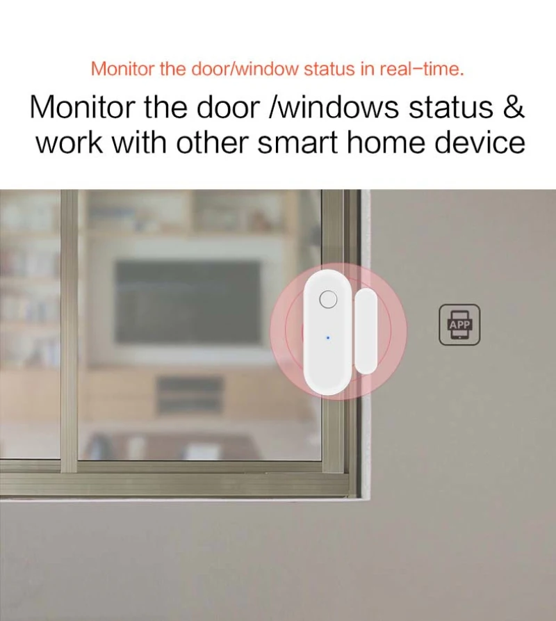 1/4Pcs Tuya Smart Magnetic WiFi Door Sensor Security Protection Module Alarm Window Detector Work With Alexa Google Home ring alarm wall mount