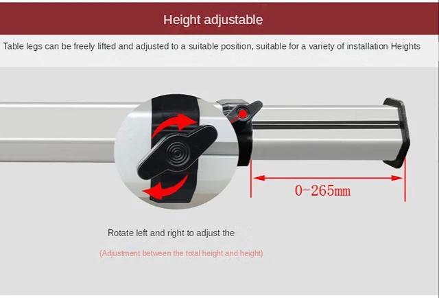 Gamba Tavolo Pieghevole Per Camper - In Lega Alluminio, Con Binario, Regolabile