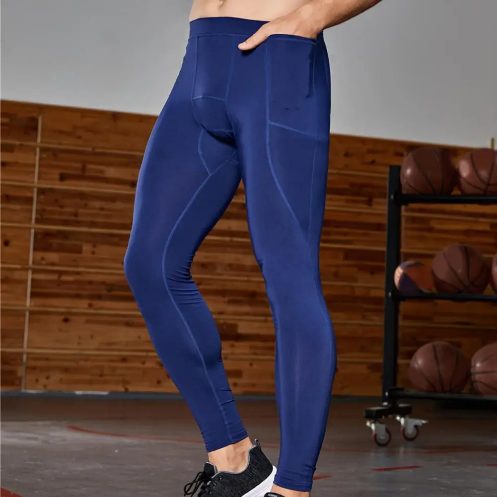 Men Trousers Gym Compression Tights Men Fitness Stretchy Pocket Fit Sport Leggings Running Quick-drying Rashguard Training Pants Workout