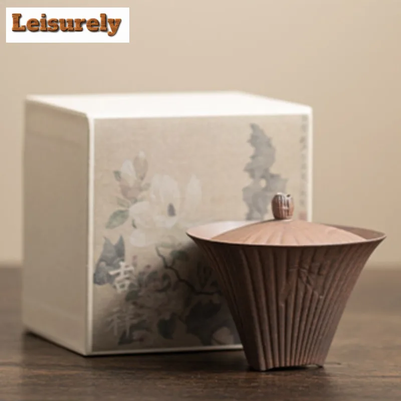120ml Coarse Pottery Triangular Gaiwan Zen Tea Tureen Tea Bowl With Lid Kit Tea Brewing Cover Bowl Teaware Gift With 40ml Teacup
