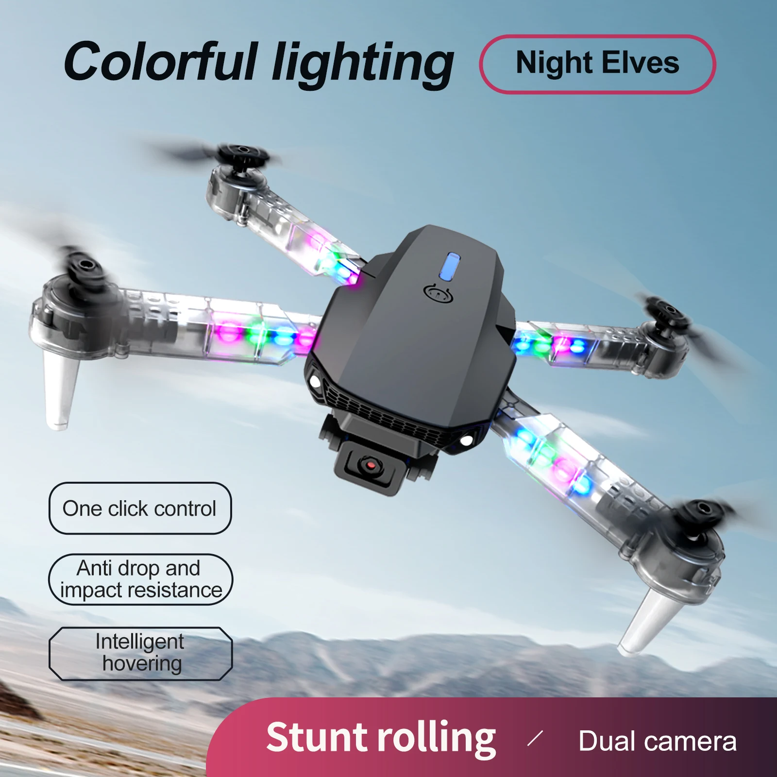 Dron profesional de control remoto, muslime88d E99D con luz colorida, 4K, cachemara HD gran angular de 1080P, WIFI, FPV, al - immagine 3