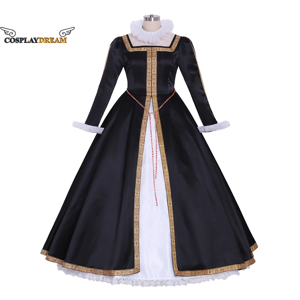 Abito Da Donna Tudor Ball Gown Queen Tudor Elizabeth Cosplay Costume Dress Elizabeth Tudor Queen Black-White Dress