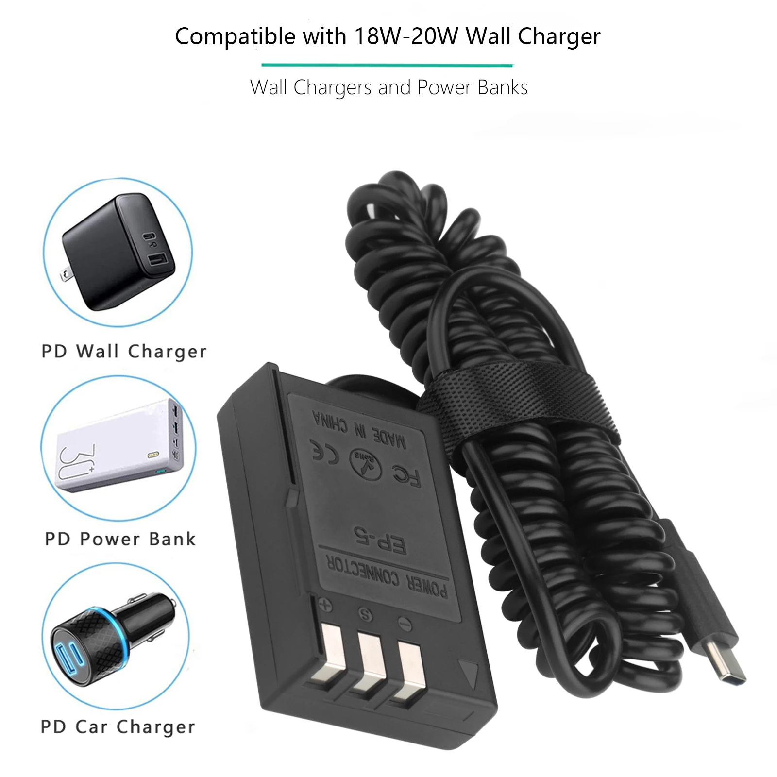 Adattatore Di Alimentazione EN-EL15 – Batteria Fittizia Con Ingresso USB-C Per Nikon Z5, Z6, Z7, D500, D750, D850 E Altri – Alimentazione Continua
