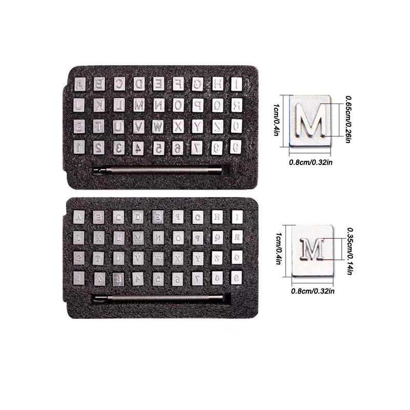 Number Letter Stamp Set Alphabet Number Stamp Set Leather Letter Punch Leather Craft Stamps Hot Stamping Applicator Kit Leather Metal letter and number printing 36 piece punching kit tools for stamping metal, leather, wood
