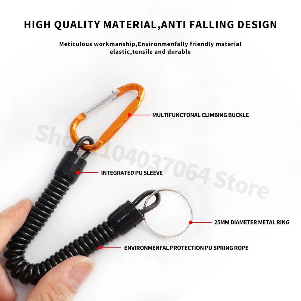 Description Picture 6 of itemFactory Price 1PCS Fishing Rope Anti Loss Rope Spring Elastic Rope Strap Buckle Camping Phone Keychain Fishing Rope Safety Rope