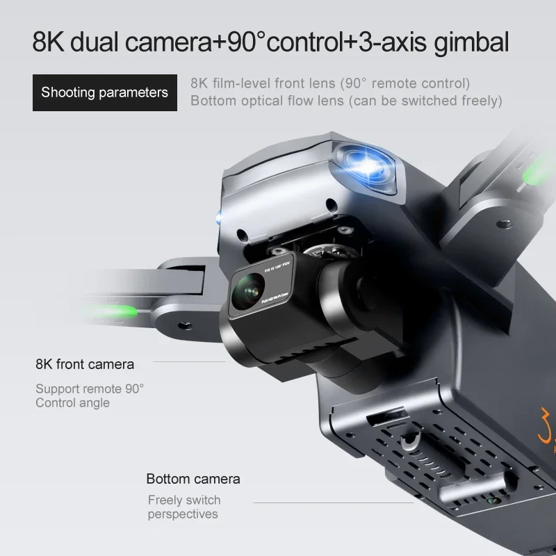 RG106 PRO 손떨림 방지 드론, 8K 전문 5G GPS 와이파이 HD 듀얼 카메라, 3 축 짐벌, 브러시리스 106PRO RC 쿼드콥터 드론