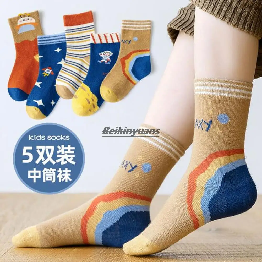 

New autumn and winter children's socks cartoon robot baby socks boys socken autumn student sock