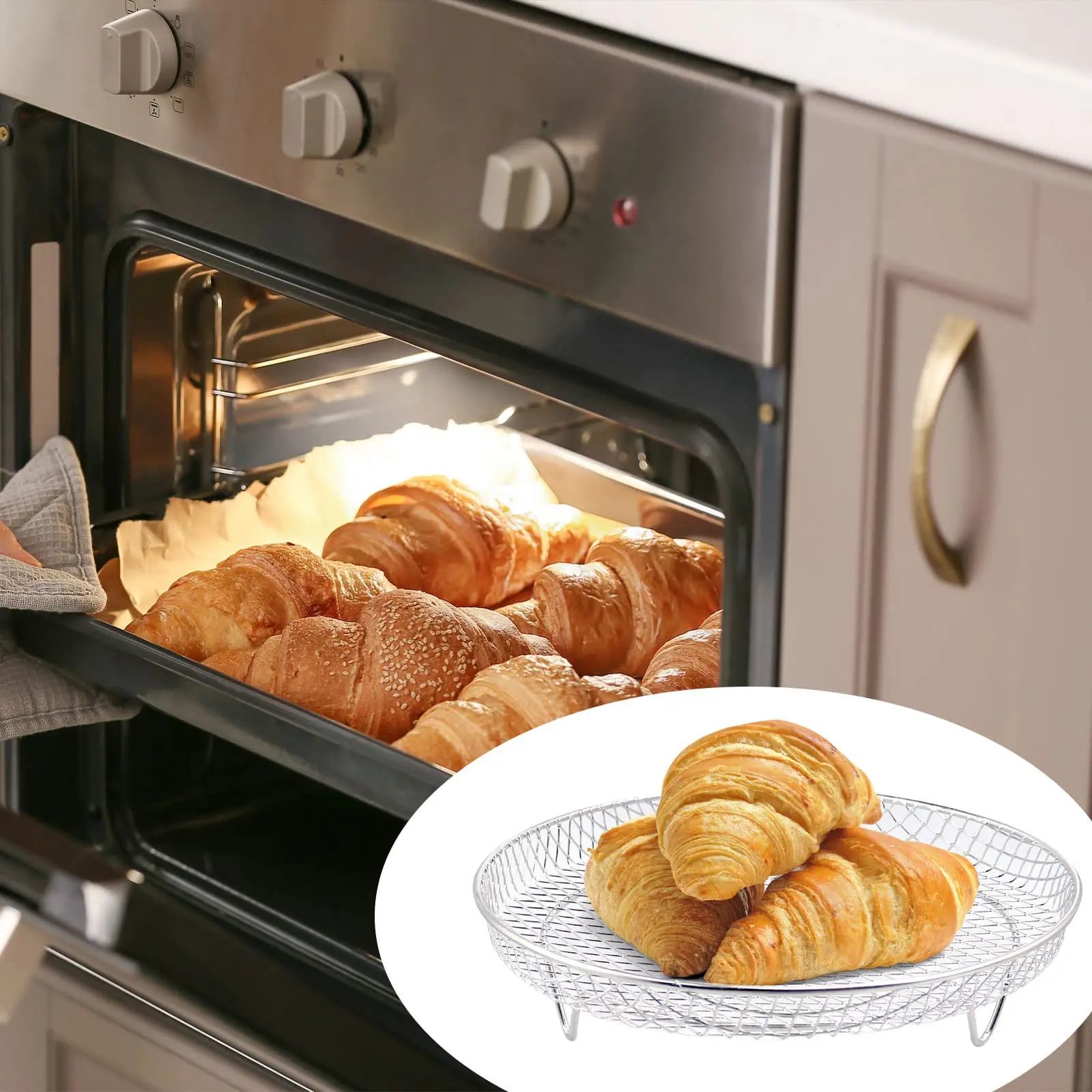 Air Fryer Rack steamer rack air fryer basket steamer basket Set of 3 Stackable Multi-Layer Stainless Steel Dehydrator Rack Air Fryer Accessories Oven Steamer Basket