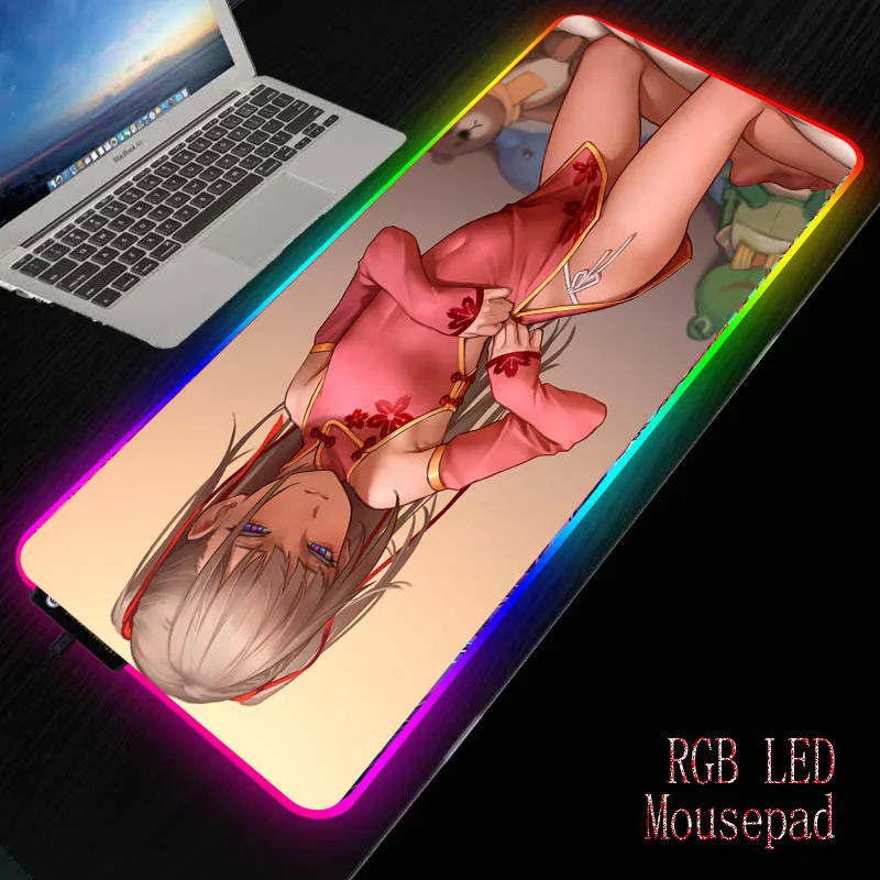 

MRGBEST Anime Sexy Girl Gaming RGB Large Mouse Pad Gamer Computer Mousepad Led Backlight XXL Surface Mause Pad Keyboard Desk Mat