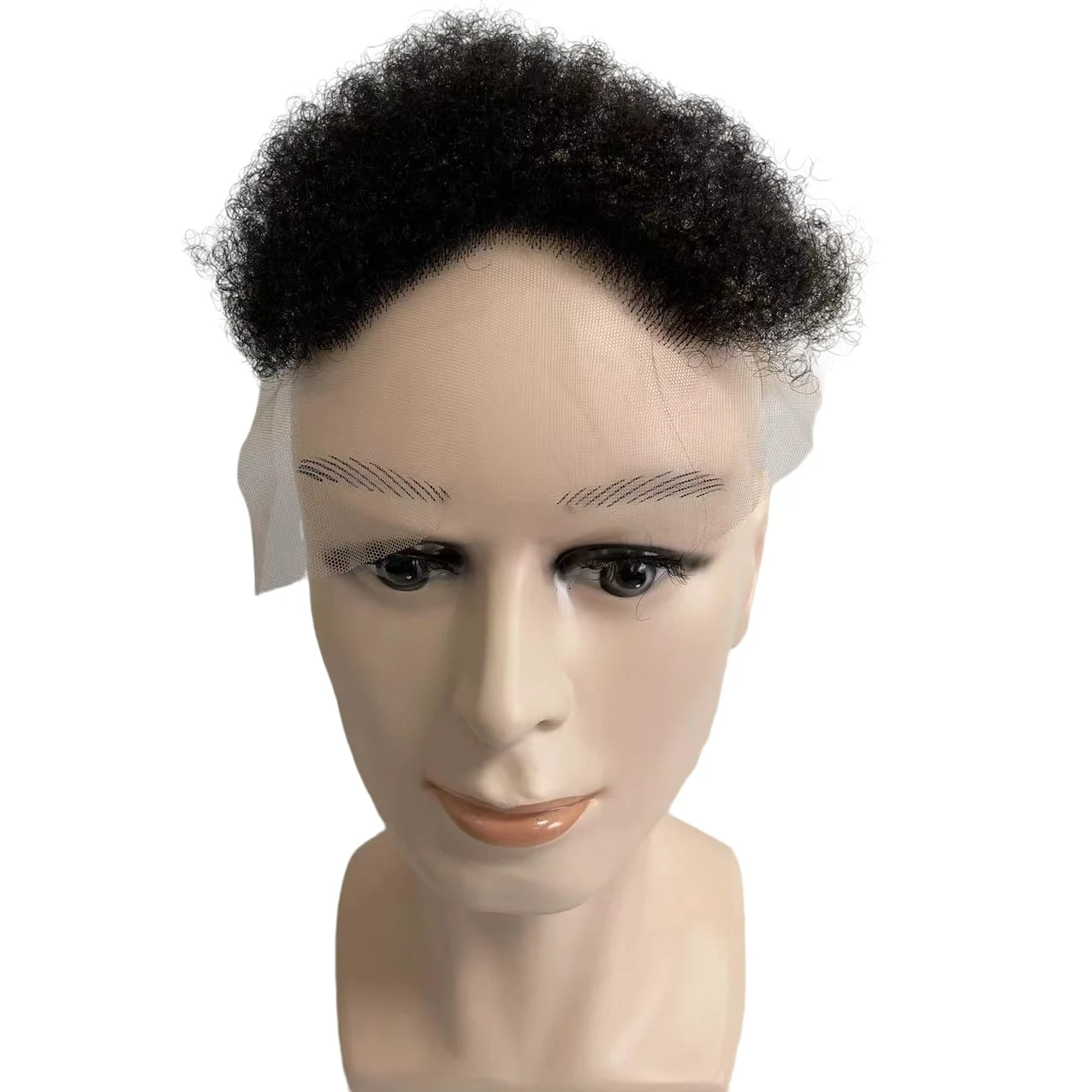 

Indian Virgin Human Hair Replacement 4mm Afro 1b Full Lace Hairline for Loss Men
