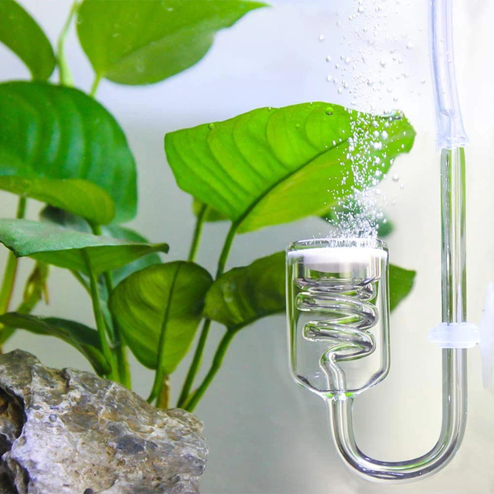 Aquarium CO2 Diffuser Aquarium CO2 Accessories CO2 Diffuser Aquarium Glass Spiral Carbon Dioxide Atomizer Diffuser With Suction Cup For Aquarium Planted Fish Tank Accessories