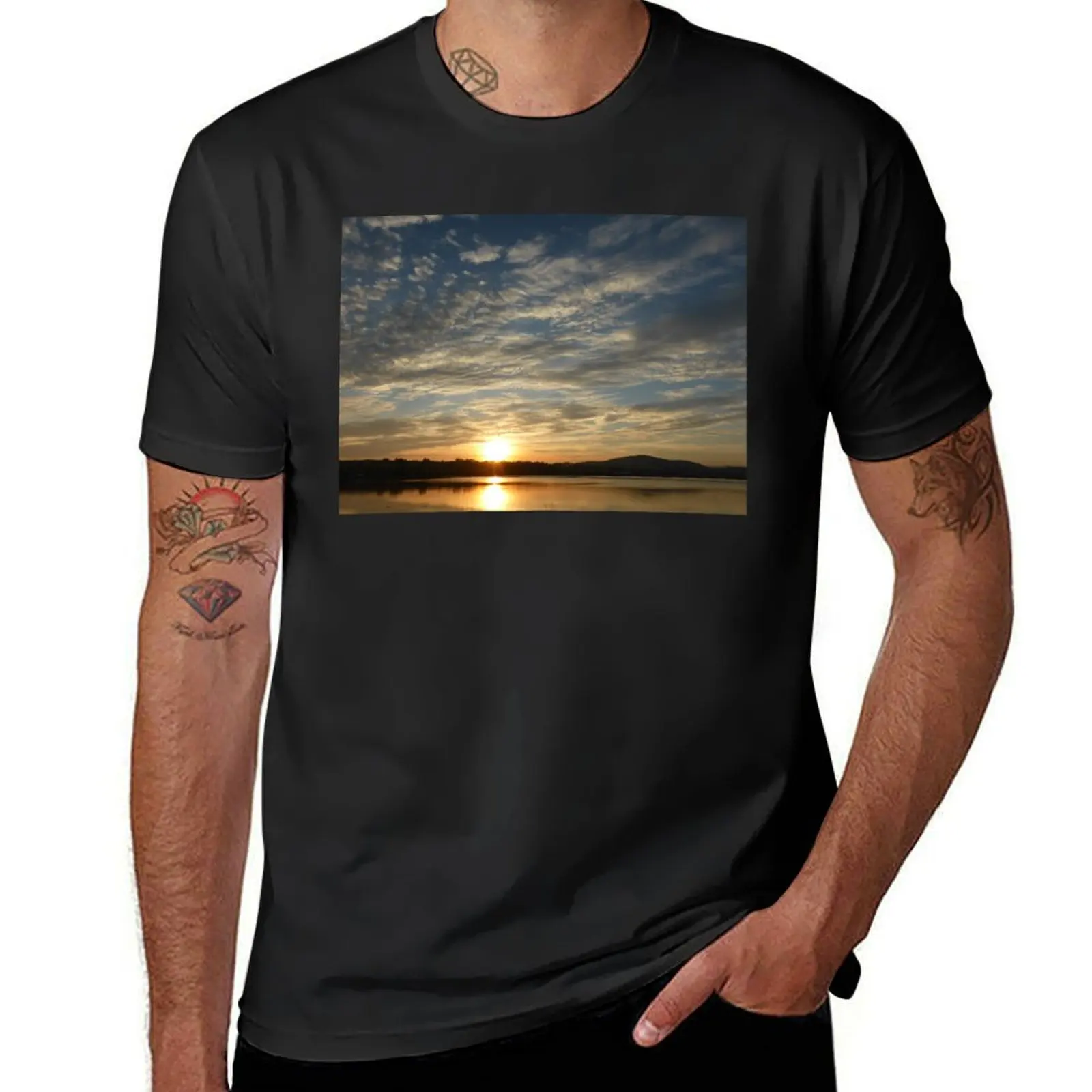 

Inch Island Winter Sunset T-Shirt shirts graphic tees customs design your own t shirts for men cotton