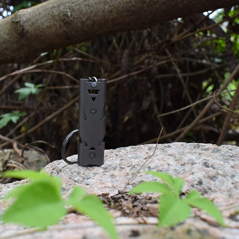 Survival Whistle Double Pipe Burst Sound Outdoor Help Stainless Steel