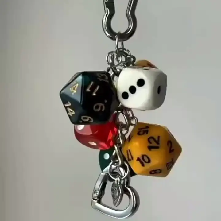 Vintage Dice Keychain Bag Charm Accessories Waist Charms Dice Zinc