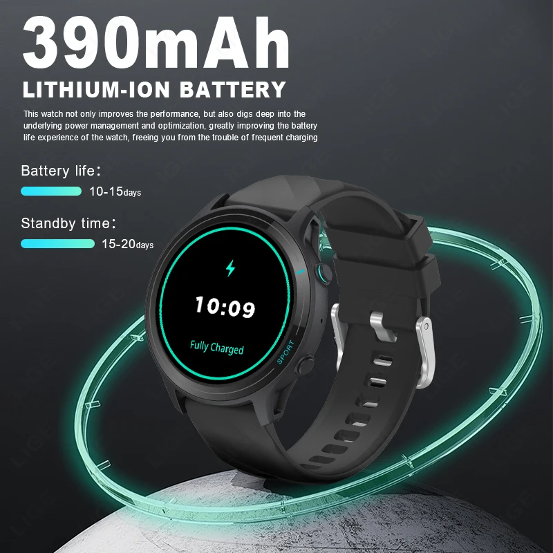 LIGE ο  Ʈ ð ɹڼ     ȭ IP68   ð 123 +   Smartwatch