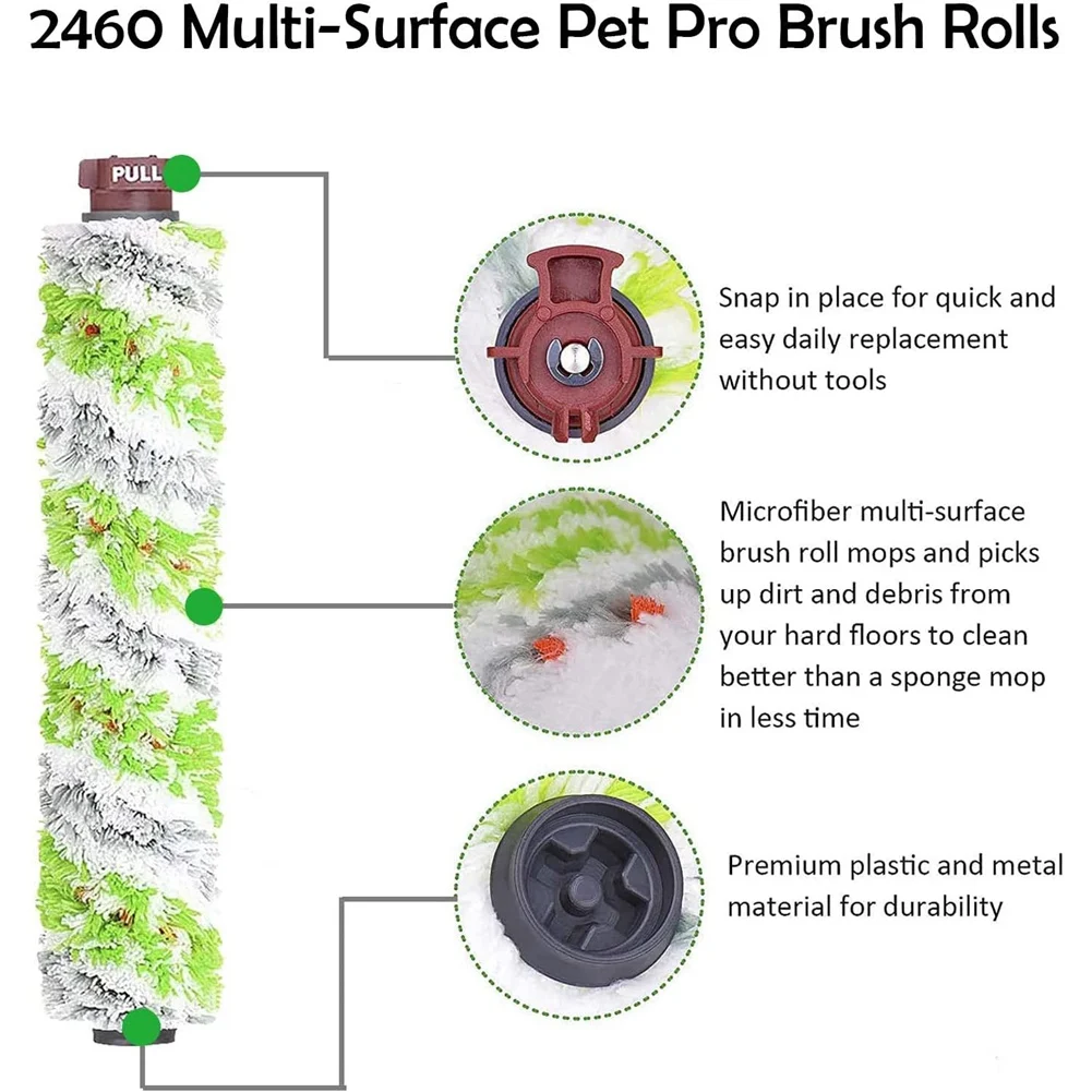 Confezione Da 2 2460 Rotoli Di Spazzole Multi-Superficie Pet Pro Per Bissell Crosswave Pet Pro 2306A E Crosswave Serie 1785, 1613568