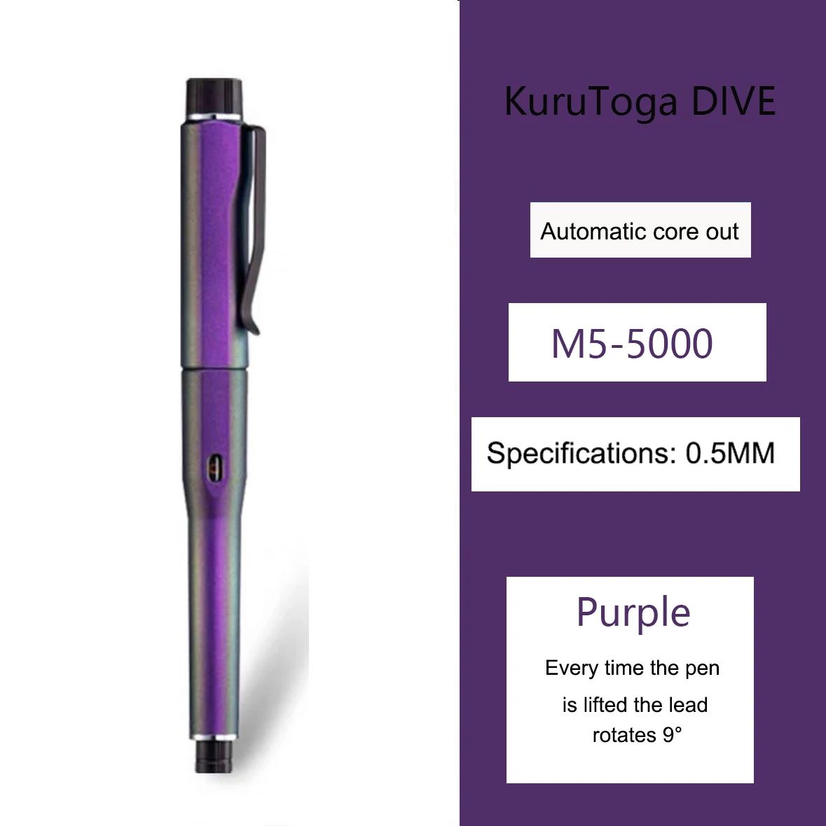 uni Kurutoga Mechanische Potlood Standard, 0.5mm, Zwart (M54501P.24
