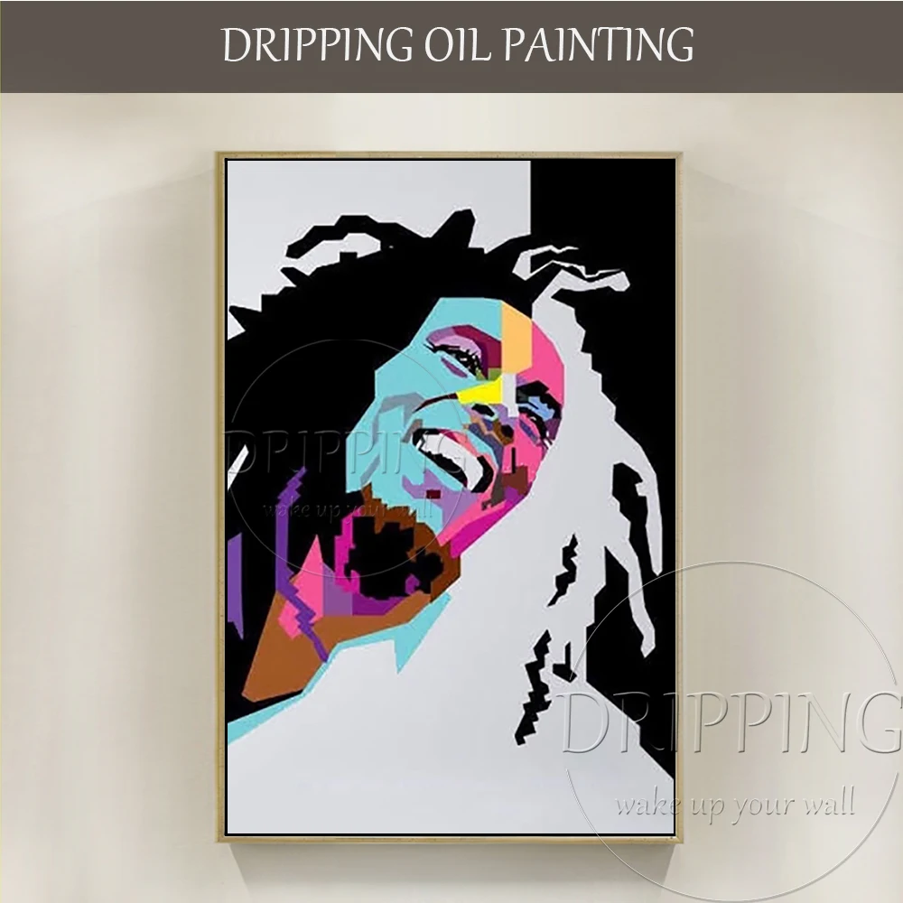 

Talent Artist Hand-painted Abstract Portrait Acrylic Painting on Canvas Long Hair Black Man Figure Oil Painting for Wall Decor